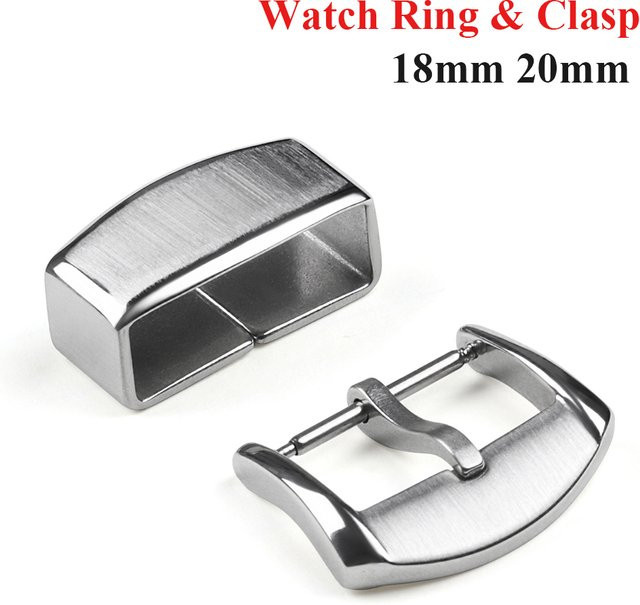 HQstrap Uhrenarmband Ring Schnalle, Edelstahl, Silber, 18mm 20mm, Unisex - Bild 1