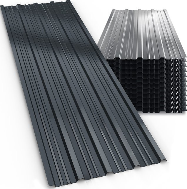 GARDEBRUK Trapezblech Set 12er Set Anthrazit aus verzinktem Stahl, B: 129 cm, H: 46 cm, 7 m² - Bild 1