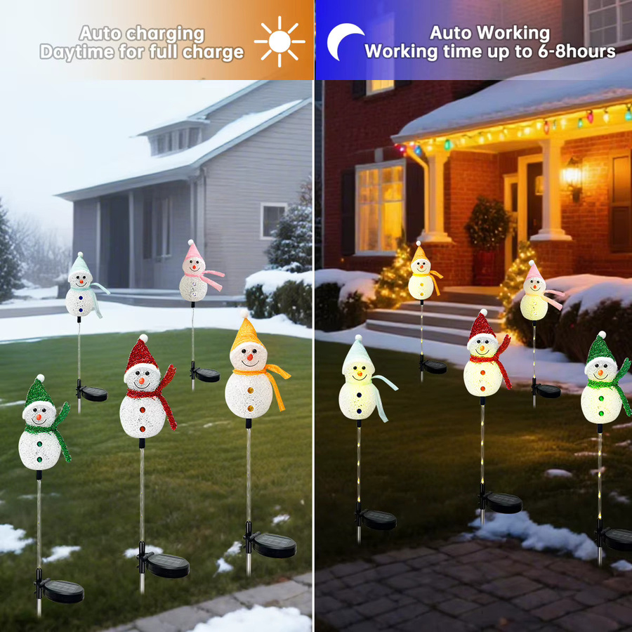 Peach Forest Schneemann Solar LED-Leuchten wetterfest für Garten und Außenbereich, Mehrfarbig - Bild 3