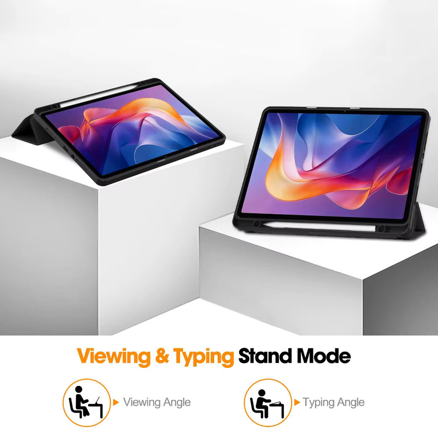 Xiaomi Redmi Pad 2 Case mit Tri-Folding Stand und Bleistifthalter in Schwarz und Rot, 11 Zoll Tablet Abdeckung - Bild 2