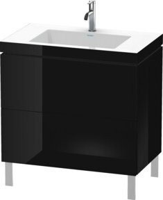 Duravit Waschtischunterschrank L-Cube c-bonded in Schwarz Hochglanz, B/T: 80 x 48 cm, 2 Auszüge - Bild 1