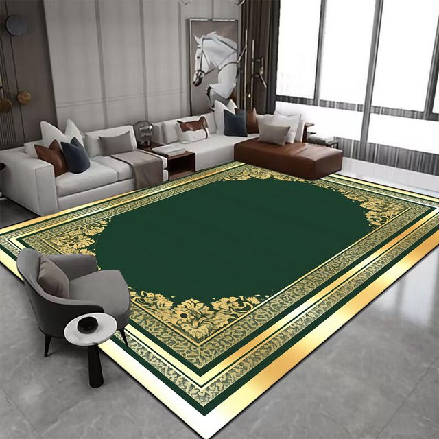 Karpetti Teppich in Grün, moderner geometrischer Design, flanell, rutschfest und waschbar, B/T: 160 x 80 cm oder 300 x 200 cm - Bild 1