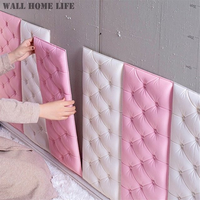 Ctzsoop Tatami 3D-Wandaufkleber Selbstklebende Anti-Kollisions-Schaumstoffpolster Wandverkleidung in Pink - Bild 1
