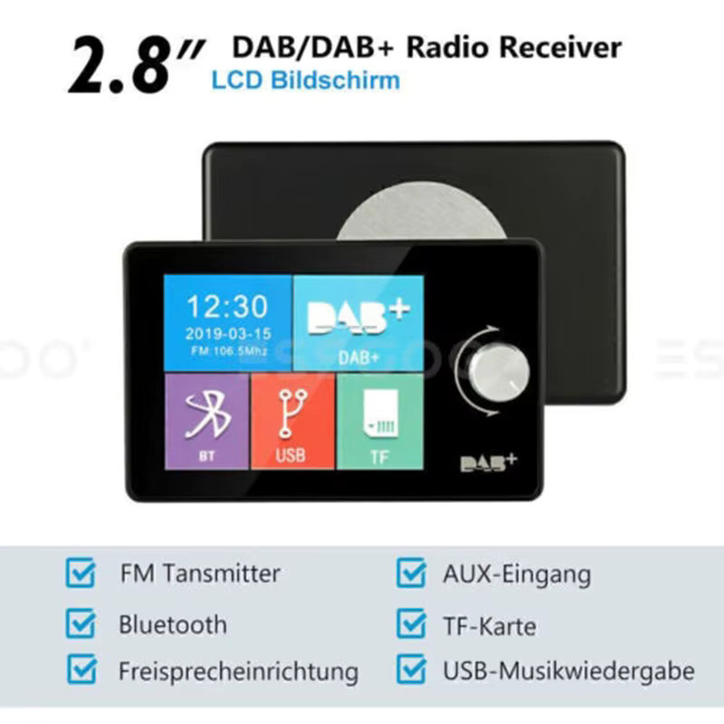 ESSGOO Autoradio DAB+ Empfänger mit 2.8 Zoll TFT Farbdisplay, Bluetooth, USB und AUX in Schwarz - Bild 3