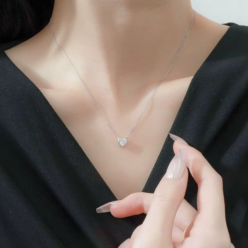 BJXMOSO Halskette mit Herzanhänger, 925 Silber, Zirkonia, Damen - Bild 4