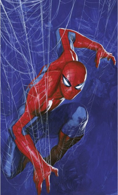 Komar Vlies Fototapete Marvel Spider-Man Spider Web in Blau-Rot - Bild 1
