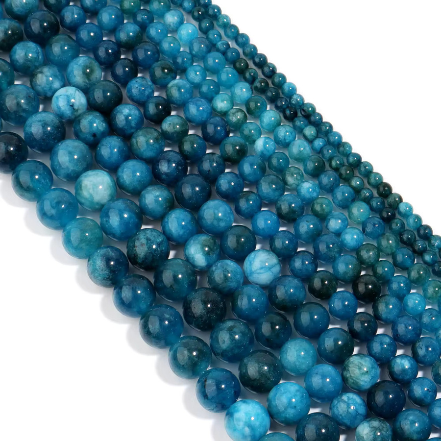 louleur Apatit-Steinperlen, blau, rund, Unisex - Bild 5