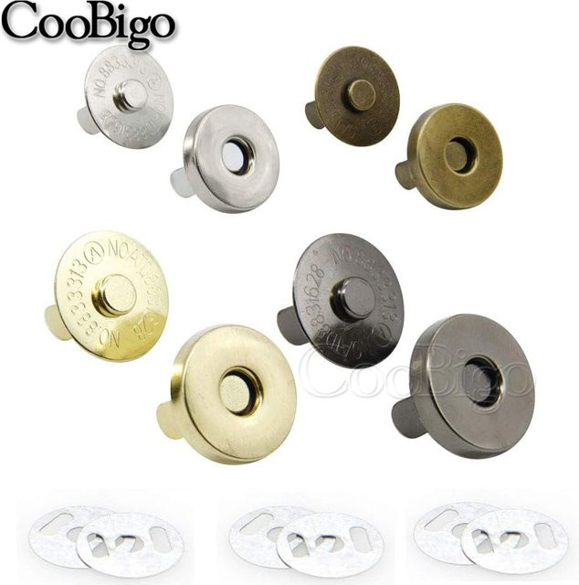 50 Sets magnetische Knopf-Druckknöpfe von CooBigo in Silber und Multicolour aus Metall für Geldbörsen, Taschen und Kleidung, Durchmesser: 10 mm, 14 mm und 18 mm - Bild 1