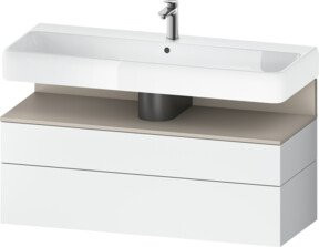 Duravit Waschtischunterschrank Qatego in Weiß, wandhängend mit LED-Beleuchtung und integrierten Schubladen, B/T/H: 119 x 47 x 59 cm - Bild 1
