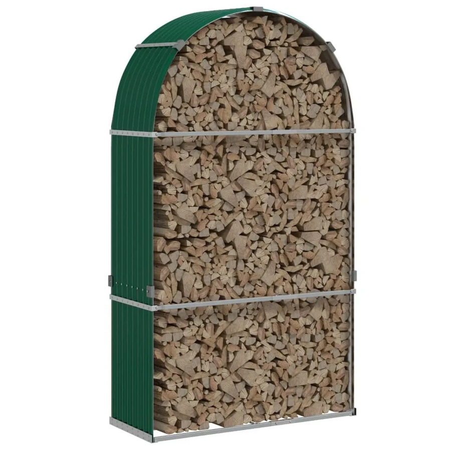vidaXL Kaminholzunterstand aus verzinktem Stahl in Grün, B/T/H: 120 x 45 x 210 cm - Bild 2