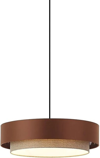 QAZQA Moderne Hängelampe Drum Duo in Dunkelbronze und Beige mit 3 Flammig, Durchmesser: 50 cm - Bild 1