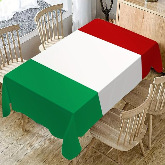 JMG Household Supplies Rechteckige Tischdecke mit grün-weiß-rotem Streifenmuster, wasserabweisend und waschbar, B/T/H: 160 x 100 cm - Bild 1