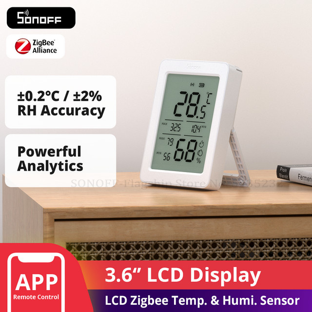 SONOFF AirGuard TH SNZB-02DR2 Zigbee Temperatur- und Feuchtigkeitssensor mit 3,6 Zoll LCD Display in Weiß, App-Überwachung und Matter-Kompatibilität via Bridge - Bild 1