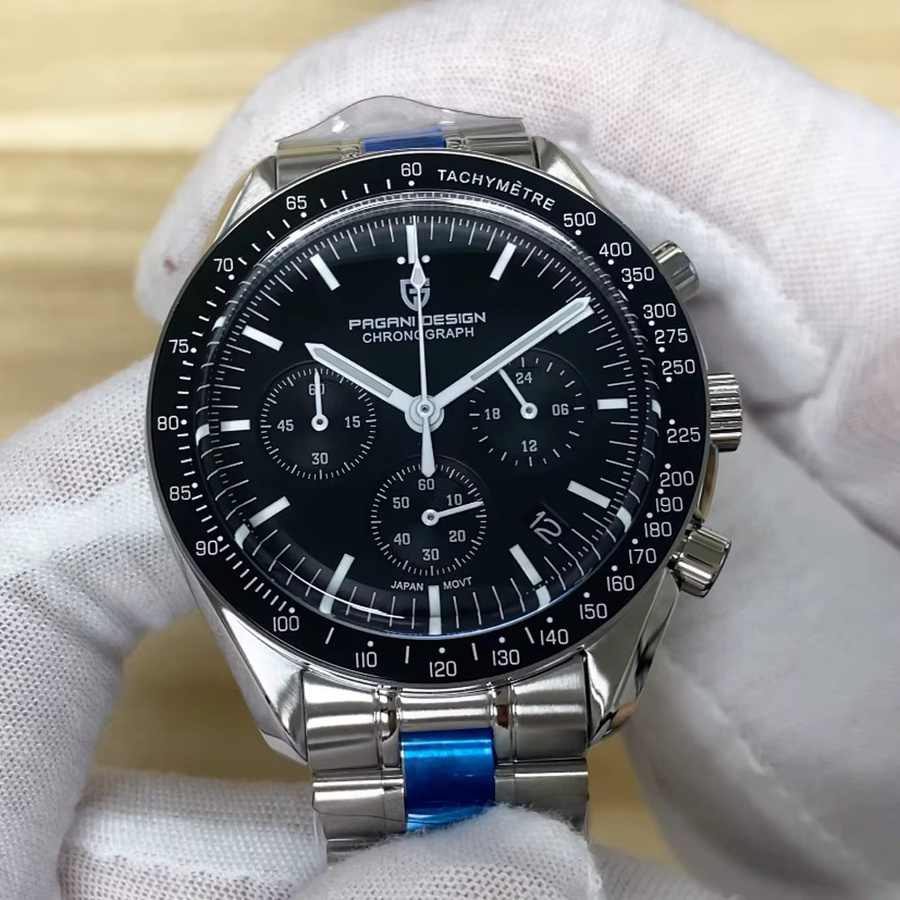 PAGANI DESIGN Chronograph, Quarz, Edelstahl, Schwarz, Herren - Bild 7