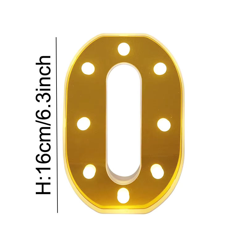 Dekorative LED Buchstaben und Zahlen in Gold-Spiegeloptik als leuchtende Nachtlicht-Dekoration für Hochzeiten und Partys - Bild 2