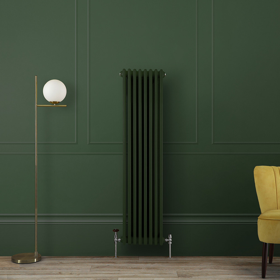 Regent Gliederheizkörper EverGrün, 2-säulig, vertikal, Farbe: Grün, Höhe: 150 cm, Breite: 38 cm - Bild 1