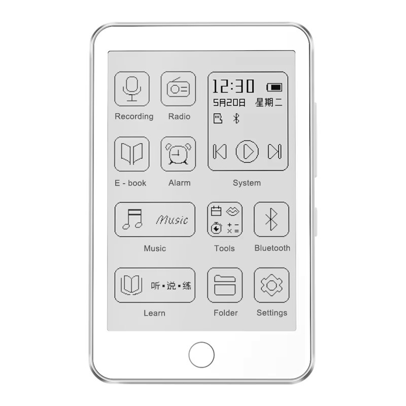 Famue MP3-Player mit Bluetooth 5.3 und 3,5 Zoll E-Ink-Bildschirm in Weiß mit E-Book-Lesefunktion und Metallgehäuse - Bild 5