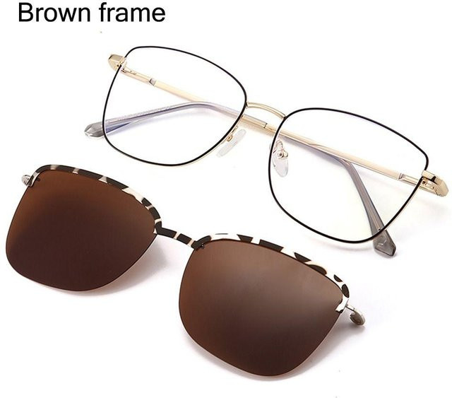 Yiran glasses 2-in-1 Sonnenbrille, Metall, Vollrand, rechteckig, Damen - Bild 1