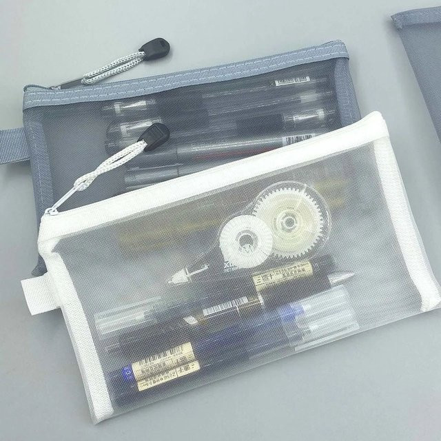 Transparentes Mesh Federmappe aus Nylon mit Reißverschluss in Schwarz für Schule und Büro - Bild 1
