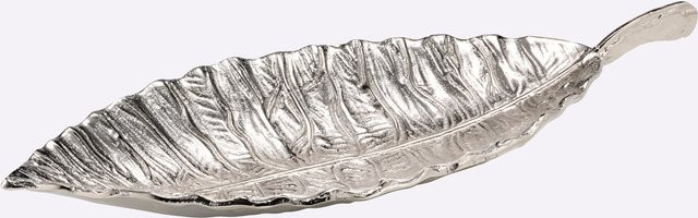 Heine Home Aluminium Schale in Blätter-Form, Silberfarben, Durchmesser: 24,5 cm, Höhe: 8,5 cm - Bild 1