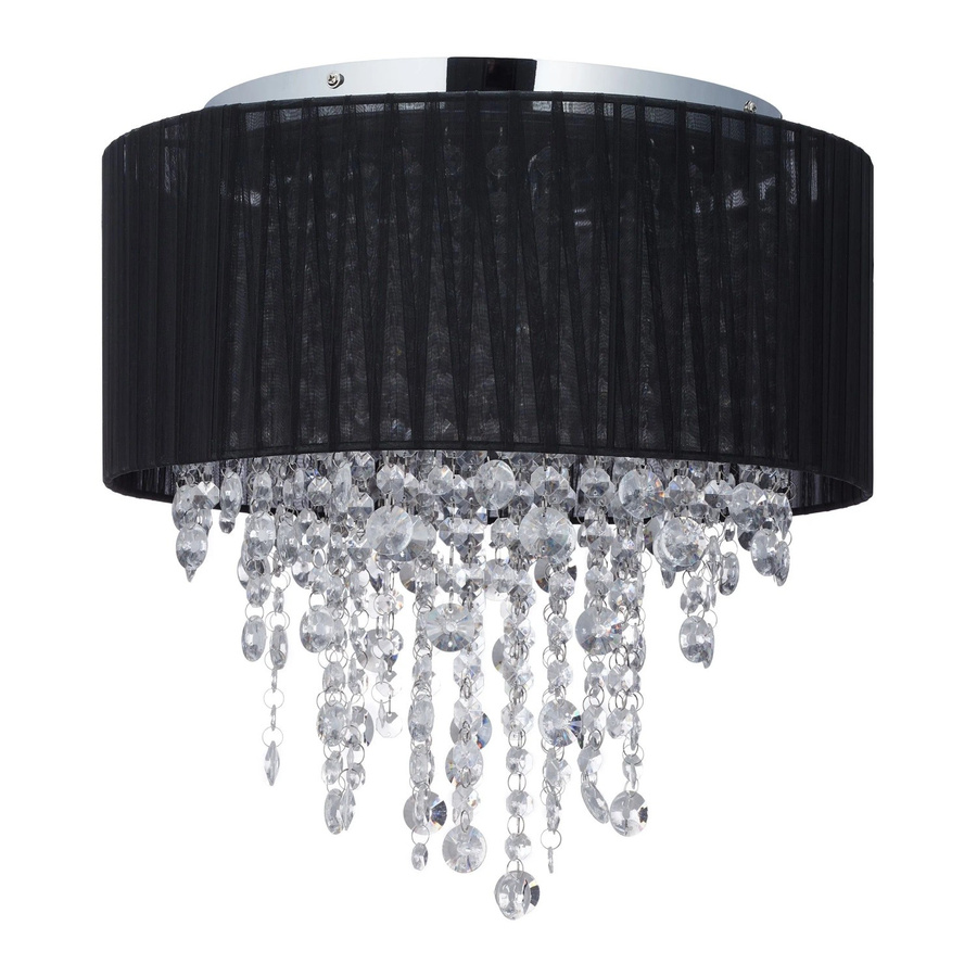 Relaxdays Deckenlampe Organza in Schwarz mit Kristall-Effekt, 5-flammig, Eisen und Stoff, B/T/H: 39 x 40 x 25 cm - Bild 2