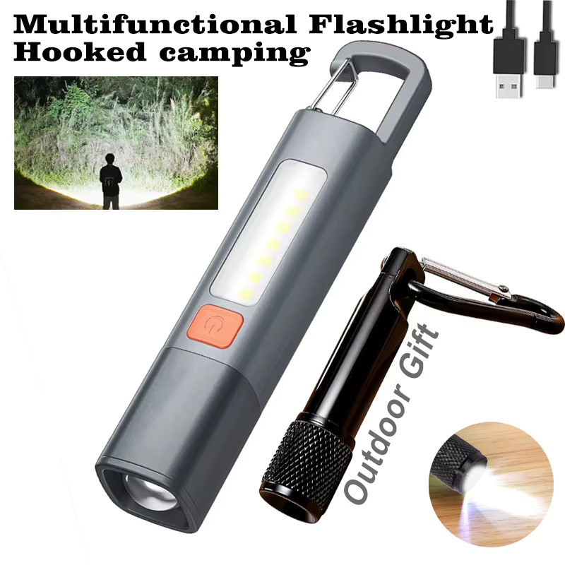 NEWBIRTH LED Taschenlampe mit USB-Aufladung, tragbare Outdoor-Campinglampe mit COB-Seitenlicht und Teleskopfokus aus ABS-Kunststoff - Bild 2