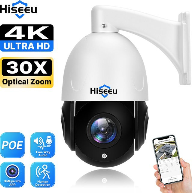 Hiseeu 8MP PTZ PoE IP Kamera mit 30X optischem Zoom, 2-Wege-Audio, Color Night Vision und IP66 wasserdicht für die Außenüberwachung - Bild 1