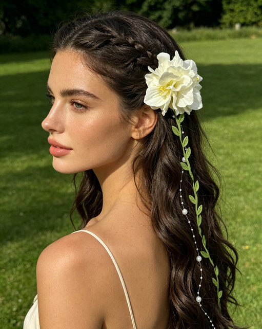 Molans Haarspange mit Stoffblumen und Perlen-Quasten - Bild 1