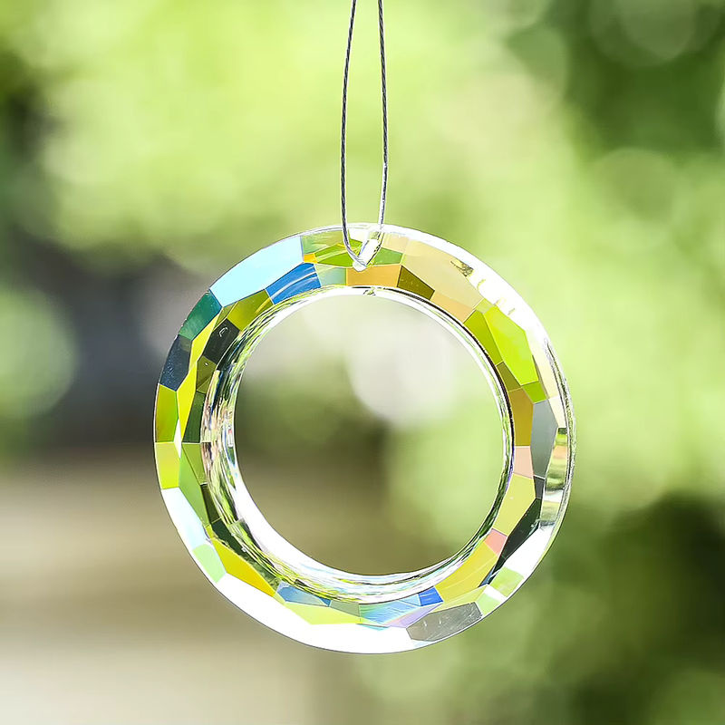 Kristall Suncatcher Prisma aus Glas in Form einer runden Scheibe für Fenster und Garten Dekoration, Durchmesser: 50 mm, mehrfarbig und transparent - Bild 2