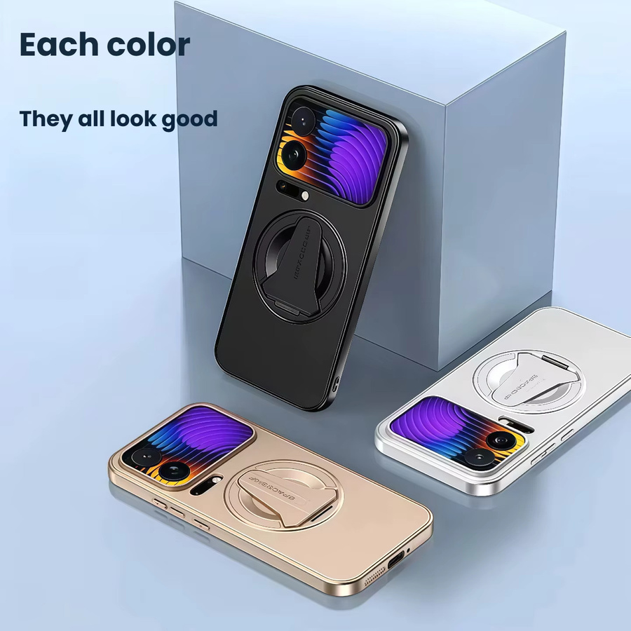Magnetische Handyhülle für Xiaomi 17 Pro Max und Xiaomi 17 Pro, mattiert, ultradünn mit Anti-Drop-Ständer, Schwarz - Bild 2
