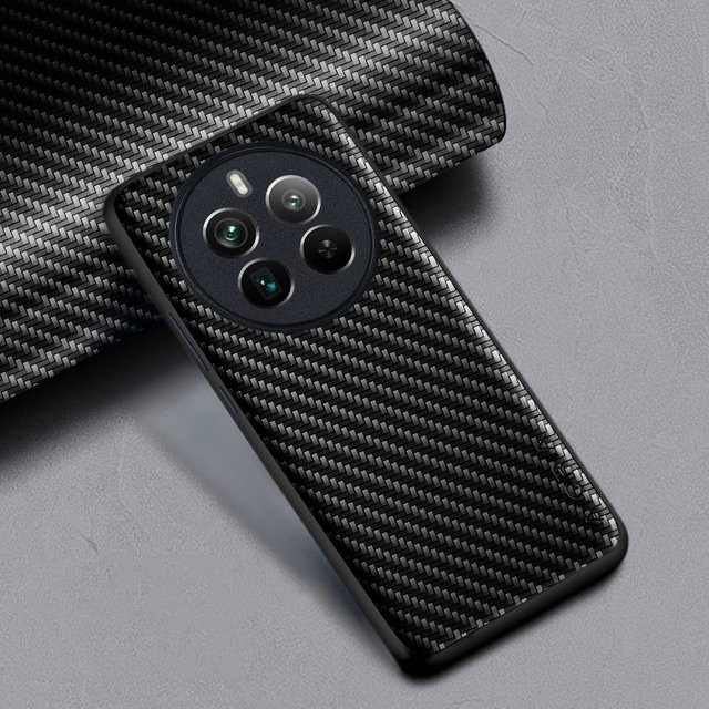 Stoßfeste und schlanke Kohlefaser-Schutzhülle für Realme 12 Pro Plus 5G in Schwarz - Bild 1