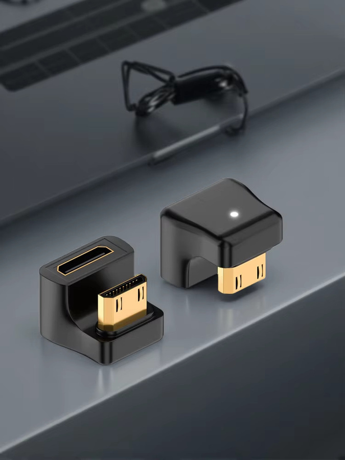 360 Grad abgewinkelter U-förmiger HDMI L-Konverter als Mini-HD-Stecker auf HDMI-Buchse mit 8K 4K 5K 3D UHD 60Hz Unterstützung in Schwarz - Bild 4
