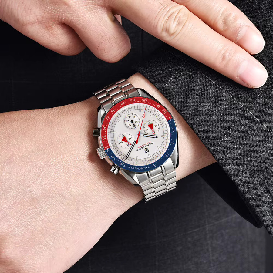 PAGANI DESIGN Chronograph, Quarz, Edelstahl, Schwarz Rot, Herren - Bild 5