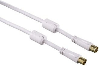Hama Antennen-Kabel Koax-Stecker zu Koax-Kupplung vergoldet in Weiß, Länge: 3,0 m, 100 dB - Bild 1