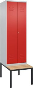 C+P PSA Doppel-Spind Classic PLUS Sitzbank mit 2 Abteilen, Buche-Hartholz, B/T/H: 212,0 x 60,0 x 81,5 cm - Bild 1