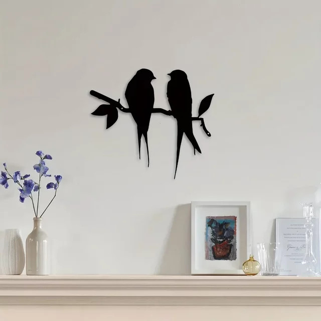 CIFBUY Wandkunst Metalldeko Vogel und Zweig in Schwarz für moderne Wohnkultur - Bild 1
