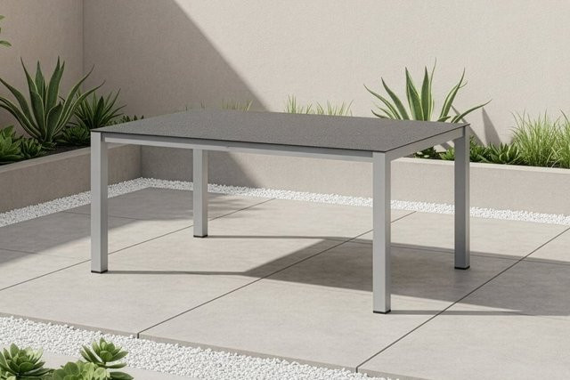 Kettler OUTFLEXX Esstisch aus Aluminium und Spraystone in Silber/Anthrazit, B/T: 160 x 95 cm - Bild 1