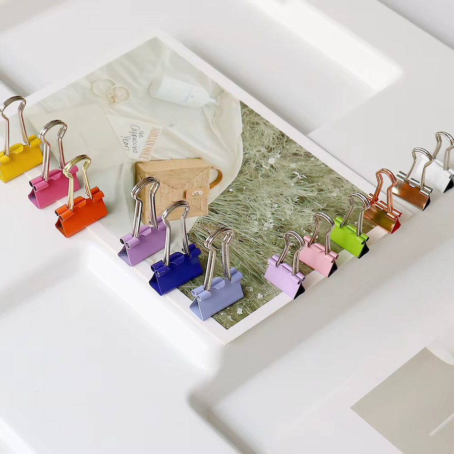 25 Stück bunte Metall Binder Clips von ALLTU für Bürobedarf in 15mm und 19mm - Bild 1