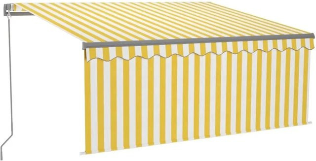 vidaXL Markise manuell einziehbar mit Rollo und LED in Gelb Weiß, B: 350 cm, H: 250 cm - Bild 1