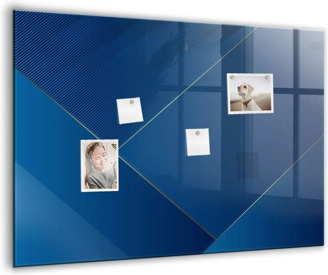 Tulup Magnetische Glastafel Dekorative Abstraktion Weiß und Blau, B/H: 100 x 70 cm - Bild 1