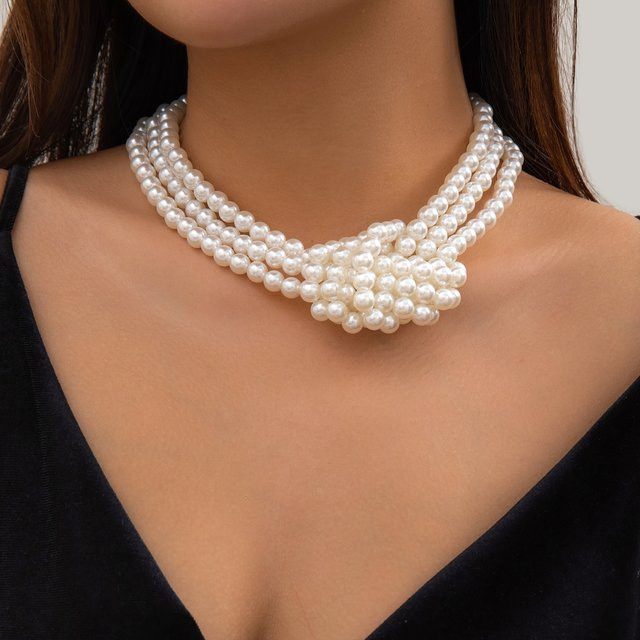 Salircon Halskette, Multi-schicht Imitation Perle, Choker, Damen - Bild 1