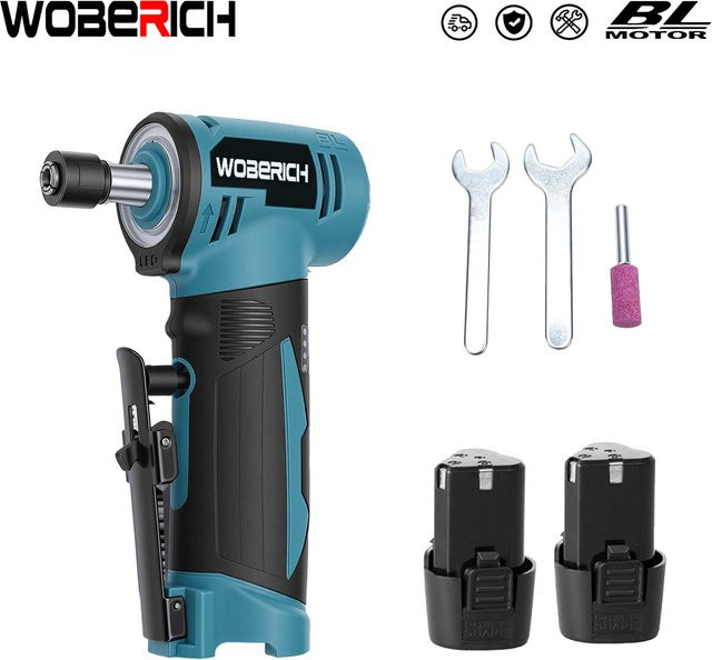 WOBERICH Akku-Geradschleifer 12V, bürstenloser kabelloser Schleifer mit 4 Geschwindigkeitsstufen, Gravur- und Polierwerkzeug, Blau - Bild 1