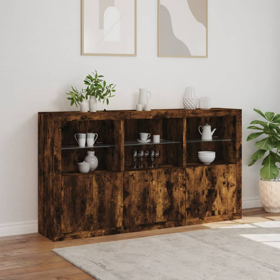 vidaXL Sideboard in Räuchereiche mit LED-Beleuchtung, B/T/H: 181,5 x 37 x 100 cm - Bild 4