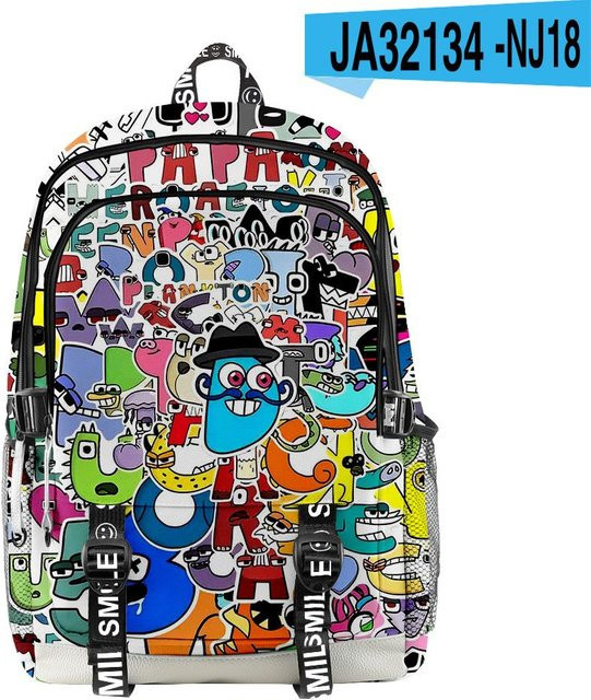 Alphabet Lore Schultasche von Fancy Style Studio, wasserdichter 3D-Druck Rucksack für Schüler, Unisex, Mehrfarbig - Bild 1