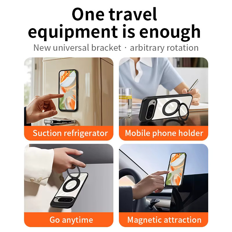 Dolob Magnetische Handyhülle mit rotierender Getriebehalterung für Google Pixel 8 9 Pro 8A 9A 9pro XL, transparente PC-Schutzhülle mit Anti-Drop-Funktion - Bild 2
