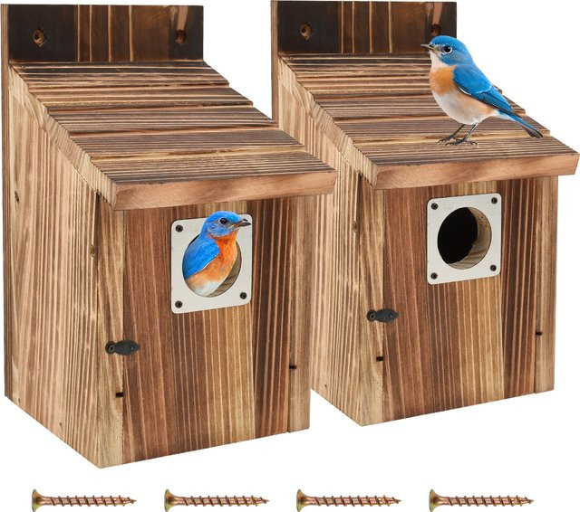 2er-Set Willstar Holz-Vogelhaus wetterfest in Braun als Papageien-Nest und Zuchtbox für den Garten oder die Terrasse - Bild 1