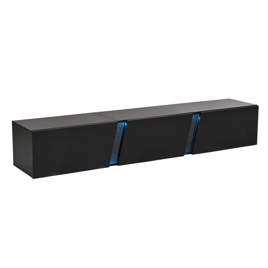Merax Wand TV-Schrank in Schwarz mit LED und Hochglanz-Finish, B/T/H: 180 x 35 x 30 cm - Bild 2