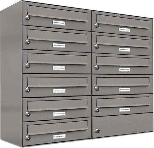 AL Briefkasten für 11 Parteien, Aufputzmontage, grau, B/H/T: 76,6 x 69 x 27,5 cm - Bild 1