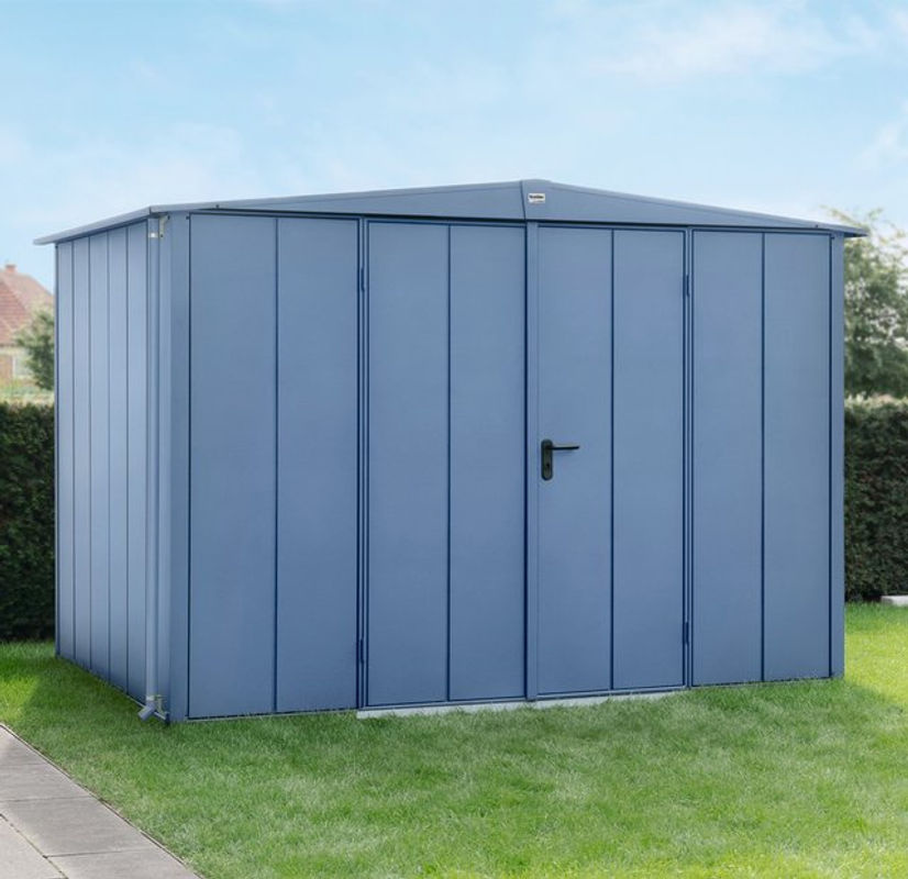 Ecostar Gerätehaus Elegant-S aus verzinktem Metall in Blau mit Doppeldoor und Giebeldach, B/H/T: 302,8 x 219,4 x 238 cm - Bild 3