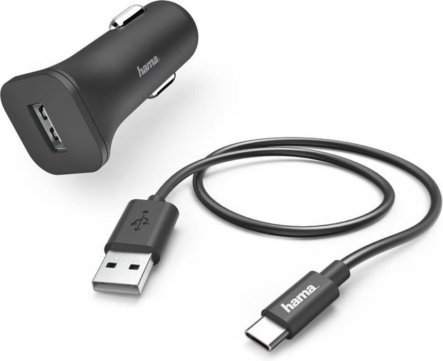 Hama Kfz-Ladeset mit USB-C Anschluss, 12W, Schwarz - Bild 1
